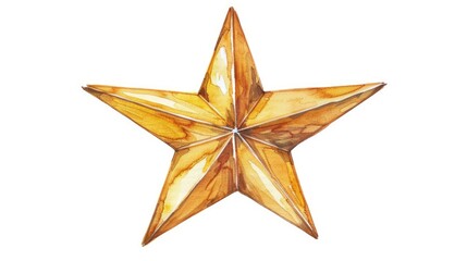 Obraz premium A golden star hangs from a white wall, simple yet elegant decoration