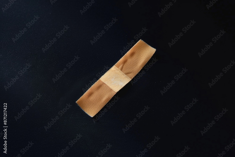 Aufkleber a small piece of tape sits atop a black surface, ideal for use in designs requiring a pop of color o