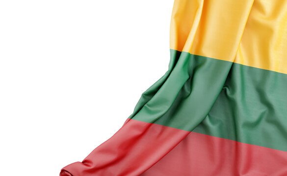 Flag of Lithuania with empty space on the left. Isolated. 3D Rendering