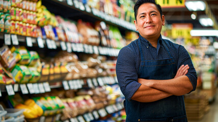 Hispanic grocery manager for entrepreneurship illustration