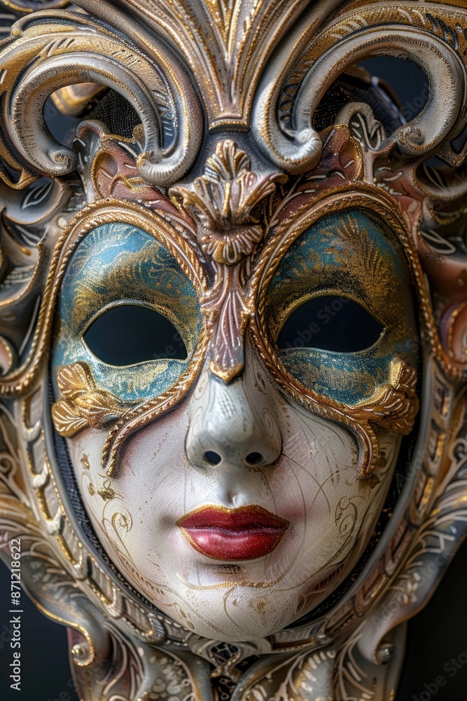 Poster close-up of a mask on a table