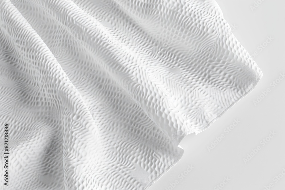 Poster close-up shot of a white towel folded neatly on a table