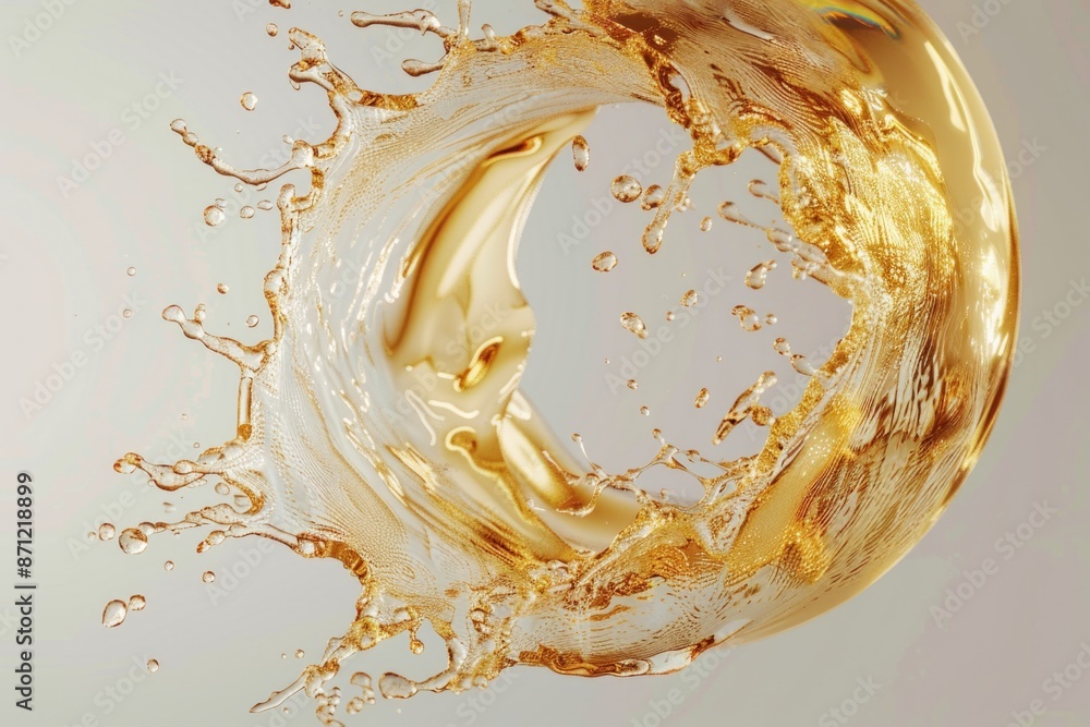 Poster a detailed view of a wavy liquid surface on a white background, suitable for science or technology-r