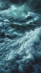 Fierce ocean waves under stormy sky, dramatic seascape
