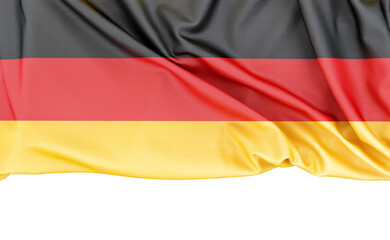 Flag of Germany isolated on white background with copy space below. 3D rendering