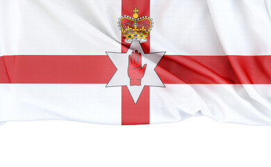 Flag of Northern Ireland (Ulster Banner) on white background with copy space below. 3D rendering