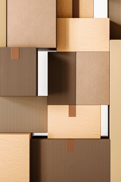 Sealed Carton Parcels - Shipping and Delivery Concept