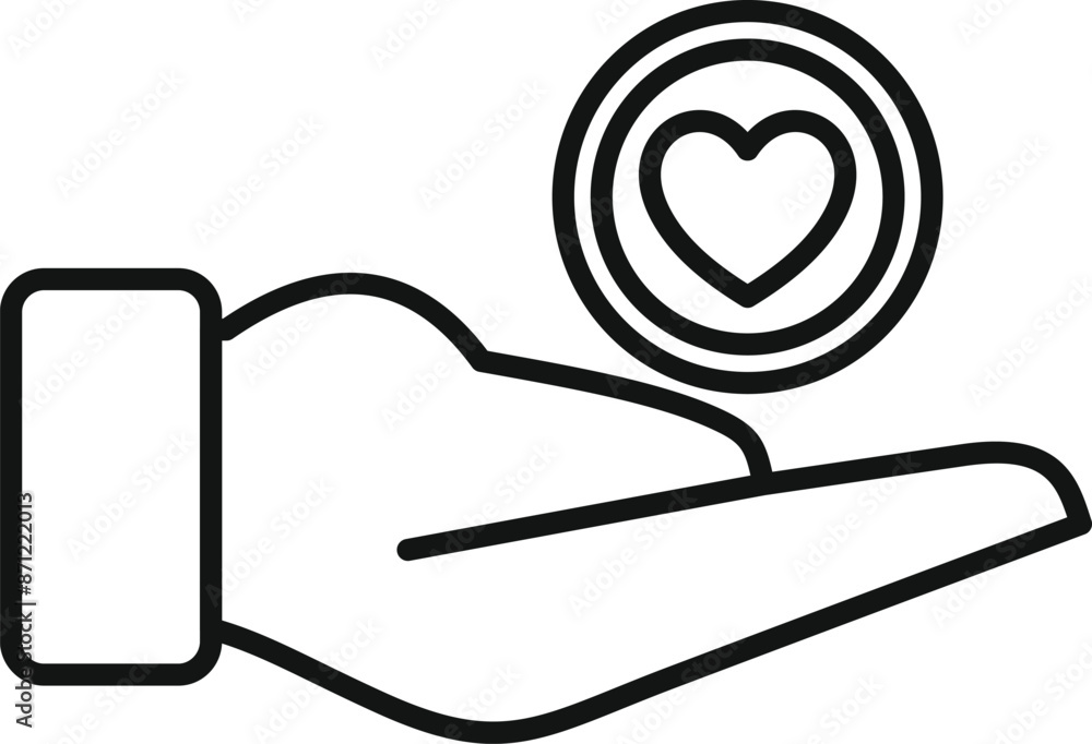 Poster hand is holding a coin with a heart shape representing a donation or charitable giving