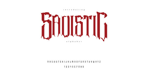 bold strong blackletter font alphabet blood rock typography ABC vector
