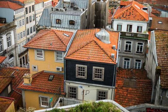 Rooftops of houses and buildings in Porto