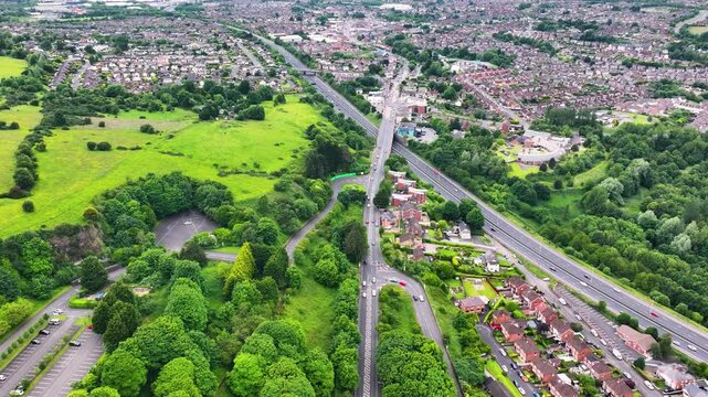 Aerial view of North Belfast, Newtownabbey and Glengormley Co Antrim Coast Northern Ireland 
