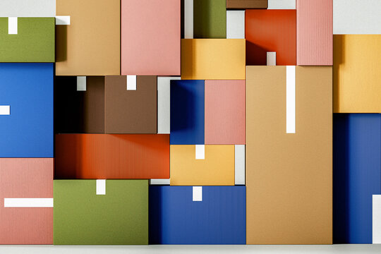 Colorful Cardboard Boxes Prepared For Shipping