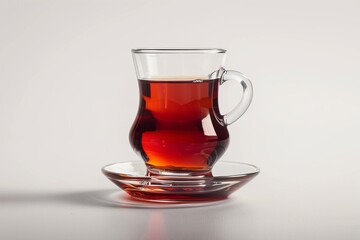 Turkish tea in a glass on a white background