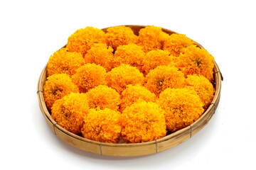 Beautiful golden yellow marigold flowers