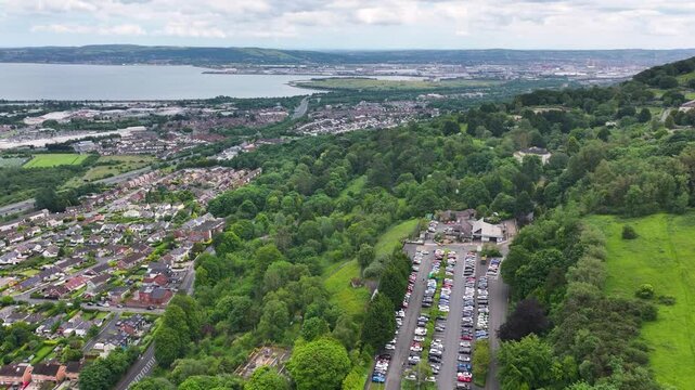 Aerial view of North Belfast, Newtownabbey and Glengormley Co Antrim Coast Northern Ireland 