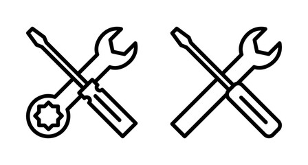 Repair icon vector isolated on white background. Wrench and screwdriver icon. settings vector icon. Maintenance. tools