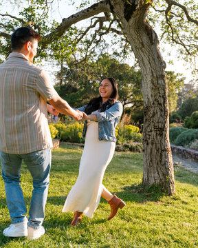 Playful young couple together having fun