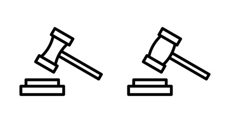 Gavel icon vector isolated on white background. Hammer icon vector. Judge Gavel Auction Icon Vector. Bid