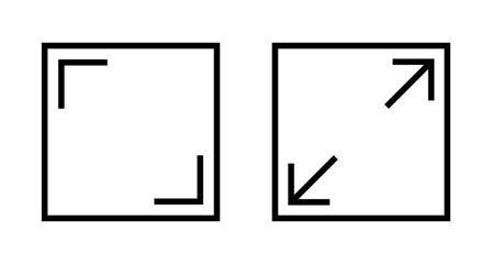Fullscreen Icon vector isolated on white background. Expand to full screen icon. Fullscreen sign icon. Arrows symbol