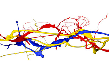 Naklejka premium Colored paint splashes isolated on white background.