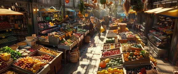 Busy Market. Diverse shopping experience