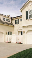 California residential white neighborhood house