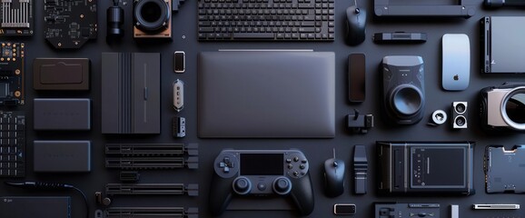 Obraz premium Exploring the World of Computer Hardware. Illustration of various hardware components