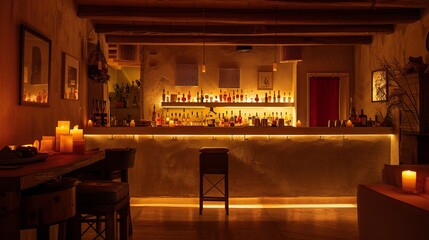 Soft ambient lighting, creating a warm and inviting atmosphere 