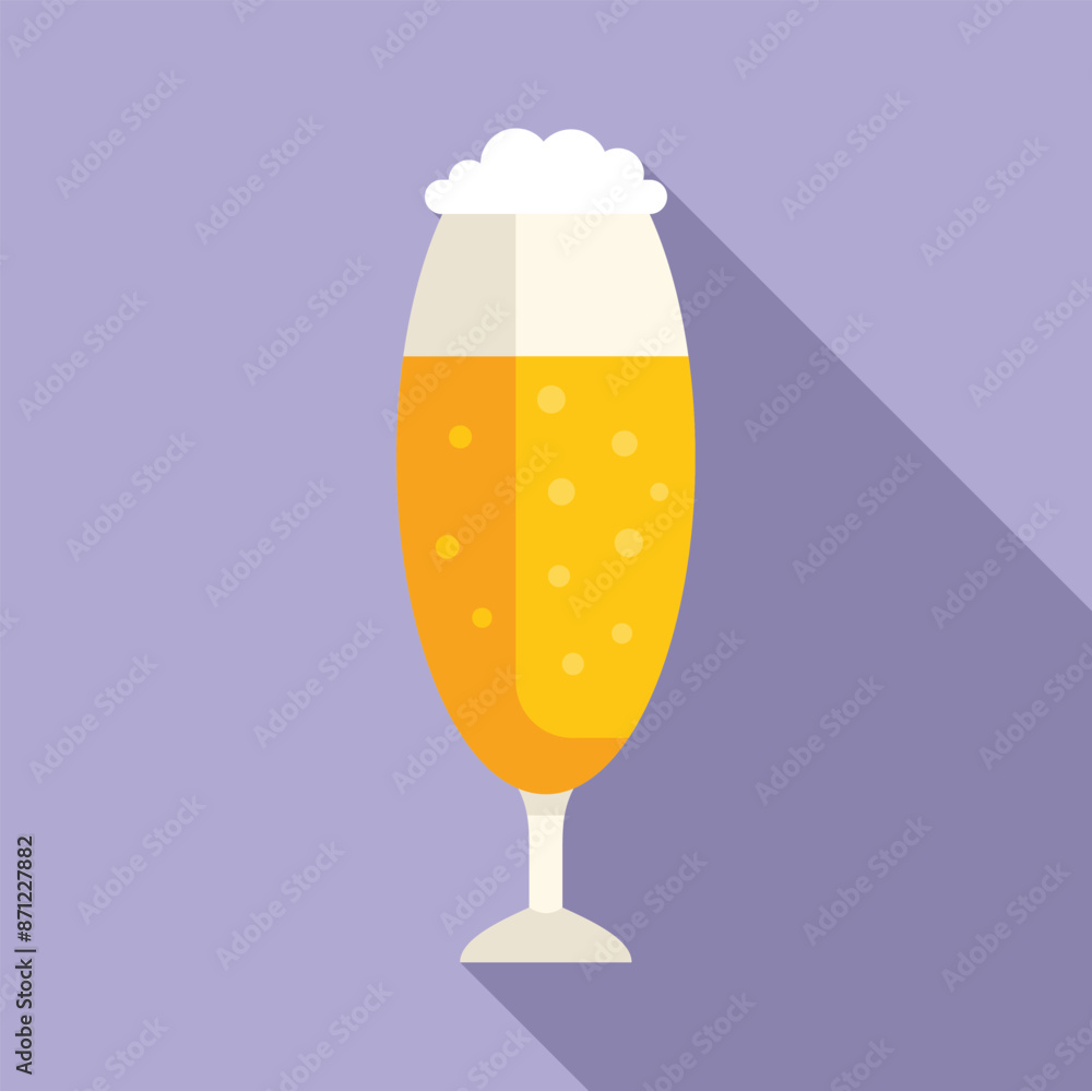 Wall mural Glass of beer with foam icon in flat style isolated on a colored background