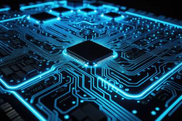 Circuit board-inspired background, intricate pathways