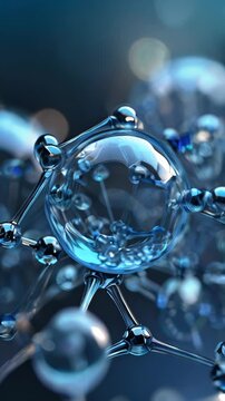 Molecular Structure, Science or medical animation. Background with molecule or atom. Realistic cool molecule structure animation. cosmetic skin cells. Essence Ball Molecules