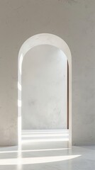 Fototapeta premium Minimalistic archway with soft sunlight in modern interior design, architectural concept