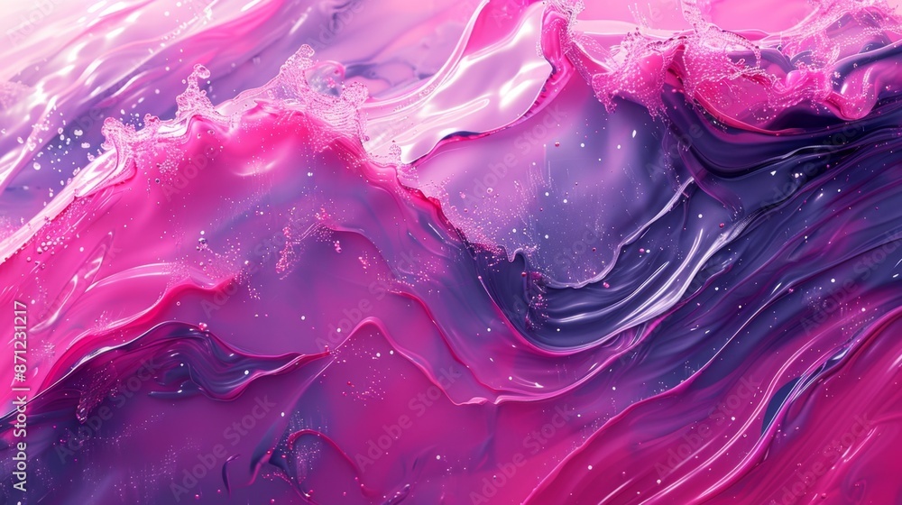 Poster abstract art design, the abstract background is electrifying with fuchsia color, fluid lines, and bo