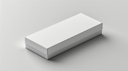 Fototapeta premium Rectangular white cardboard box on white background, isolated object. Product packaging and shipping concept