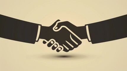 A minimalist and symbolic representation of a handshake, perfectly illustrating partnership, unity, and mutual agreement in a clean, contemporary artistic style.