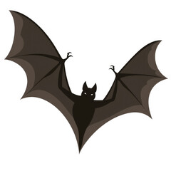 Obraz premium Silhouette of a Flying Bat with Outstretched Wings on a White Background