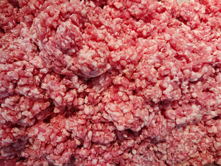 Raw minced pork texture background.