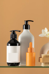 Reusable cosmetic bottles with dispensers and pipette
