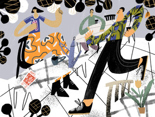 a guy rushing out on a date 