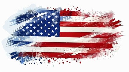 An expressive and colorful modern design of the American flag merges dynamic brush strokes with familiar stars and stripes for a contemporary, artistic take on the iconic symbol.