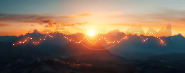 Fototapeta premium close up of line graph showing downward trend focus on, copy space vivid colors for emphasis Double exposure silhouette with graph