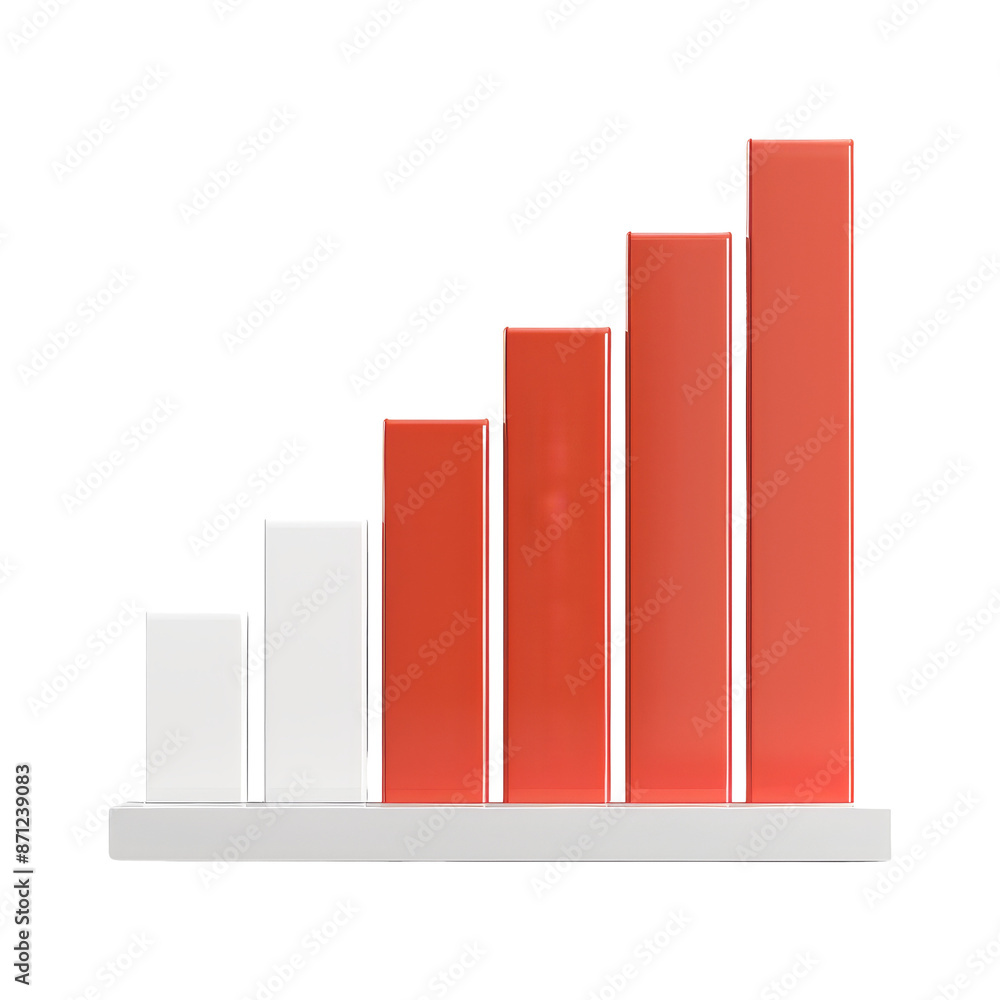 Poster 3d red bar graph isolated on white background