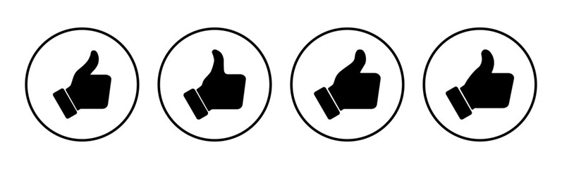 Thumbs up icon set. Hand like. Like icon vector.