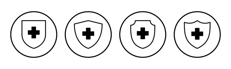 Health insurance icon set. Insurance health document icon