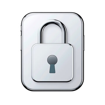 Silver Padlock on White Background