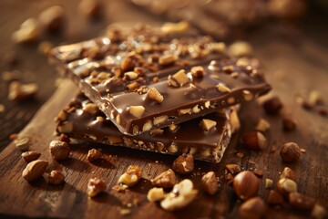Chocolate Praline, Praline, Dessert, Chocolate, Closeup with Nuts and Nutty Texture