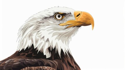 Obraz premium This illustration showcases a bald eagle with intricate details against a clean white background, emphasizing its powerful features and elegance.