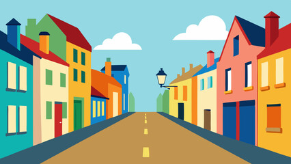 colorful street in the city Vector Illustration 