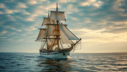Classic maritime ship actively navigating with purpose and determination, embodying timeless adventurous spirit of maritime exploration. 🌊🚢✨