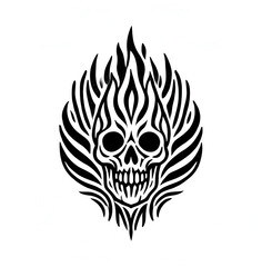 Fototapeta premium TRIBAL TATOO トライバル タトゥ 刺青 和柄 頭蓋骨ドクロ skull